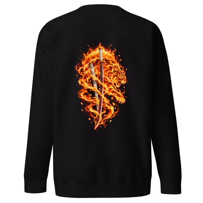 Kyojuro Rengoku Flame Hashira Sword Sweatshirt, Black, back print, back