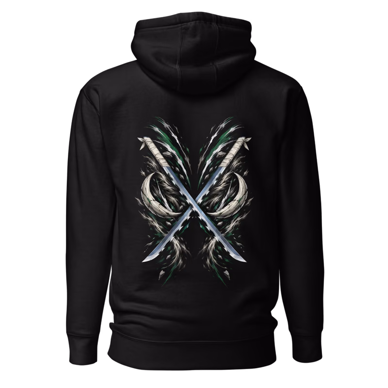 Inosuke Hashibira Beast Breathing Swords Hoodie, Black, back print, back