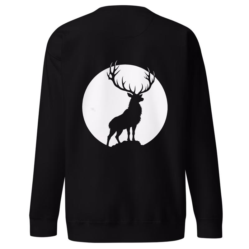 Stag at the Edge Sweatshirt, Black, back print, back