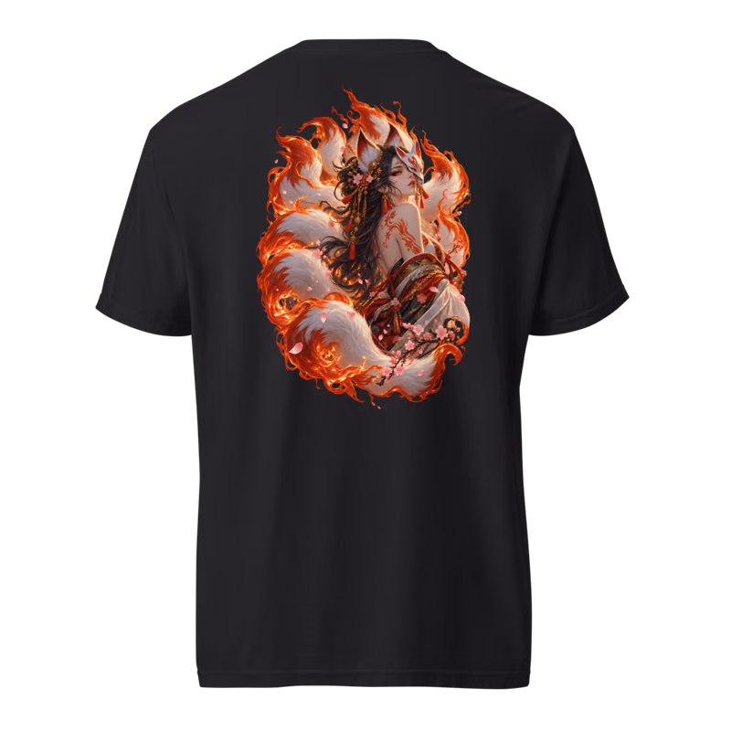 Kitsune Dusk Tee, Black, back print, back