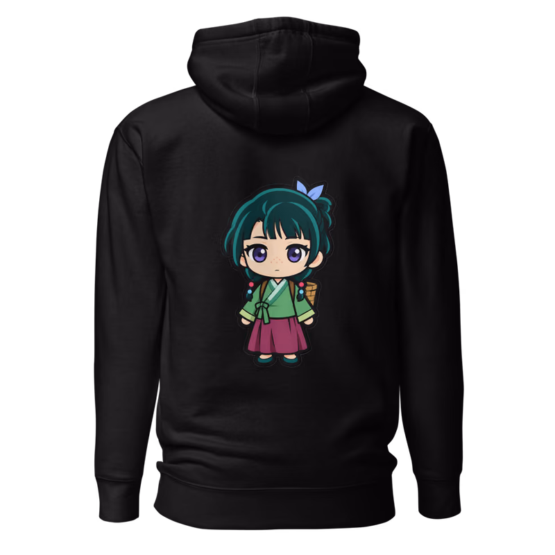 Maomao Chibi Hoodie, Black, back print, back
