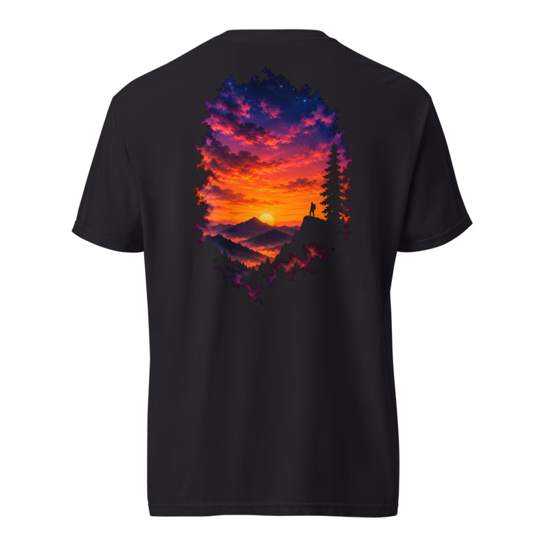 Dusk Ridge Tee, Black, back print, back