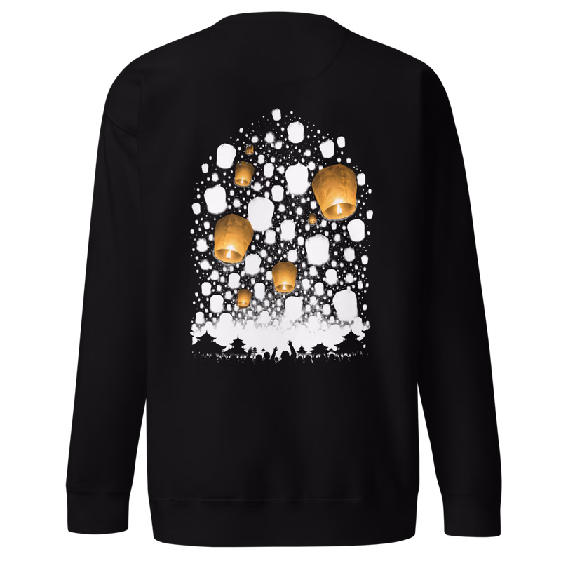 Lantern Festival Sweatshirt, Black, back print, back