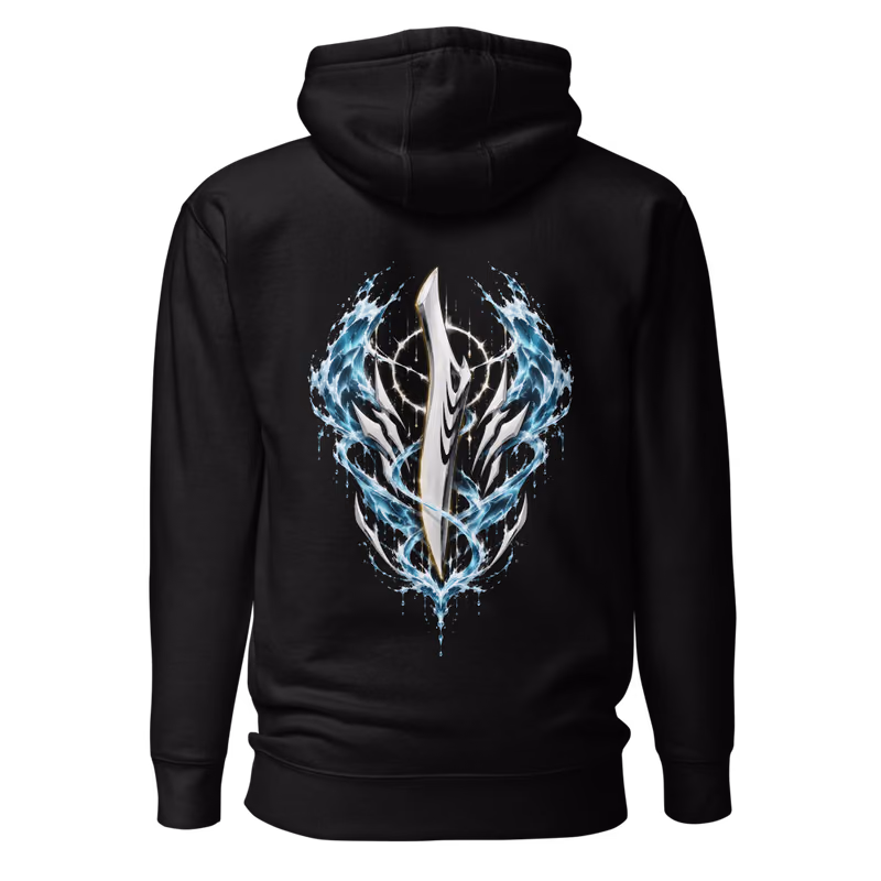 Tier Harribel Espada Tercera Hoodie, Black, face front + resurreccion back, back