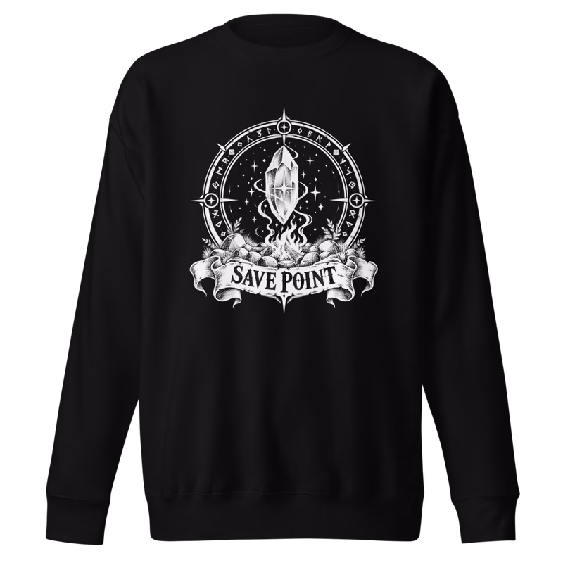 Save Point Sweatshirt, Black, front print, front