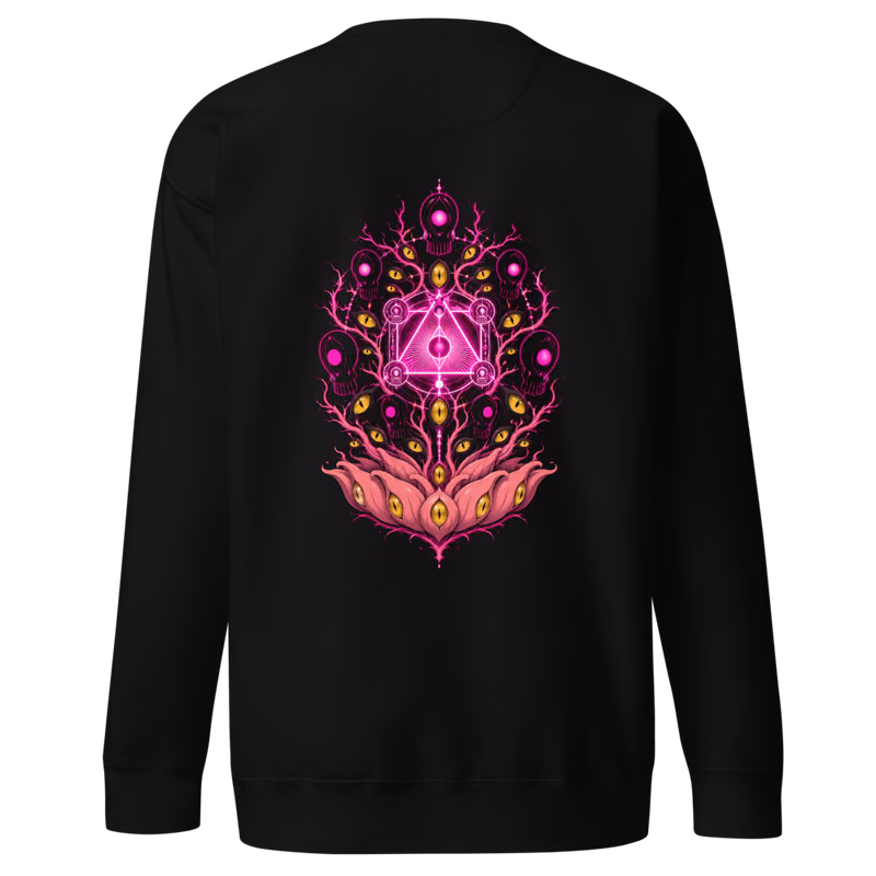 Zommari Rureaux Espada Septima Sweatshirt, Black, face front + resurreccion back, back