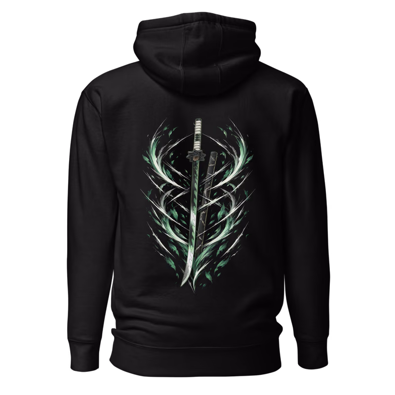 Sanemi Shinazugawa Wind Hashira Sword Hoodie, Black, back print, back