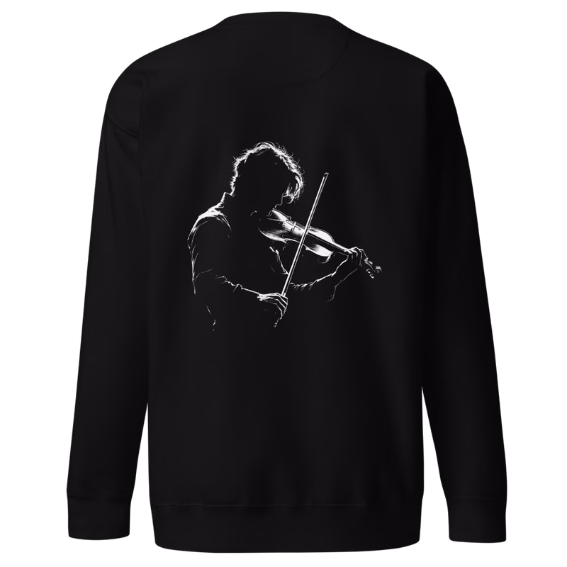 Violin at Midnight Sweatshirt, Black, back print, back