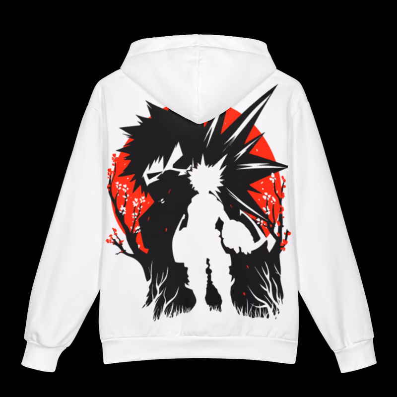 Bakugo My Hero Academia All-Over Print Hoodie, White