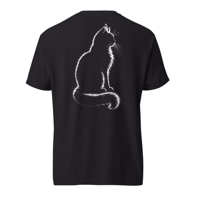 Cat in Profile Tee, Black, back print, back