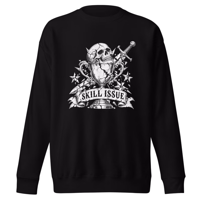 Skill Issue Sweatshirt, Black, front print, front