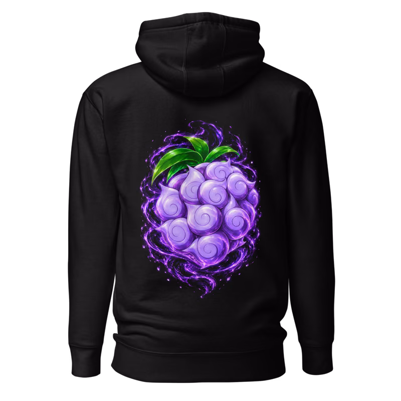 Yami Yami no Mi Devil Fruit Hoodie, Black, back print, back