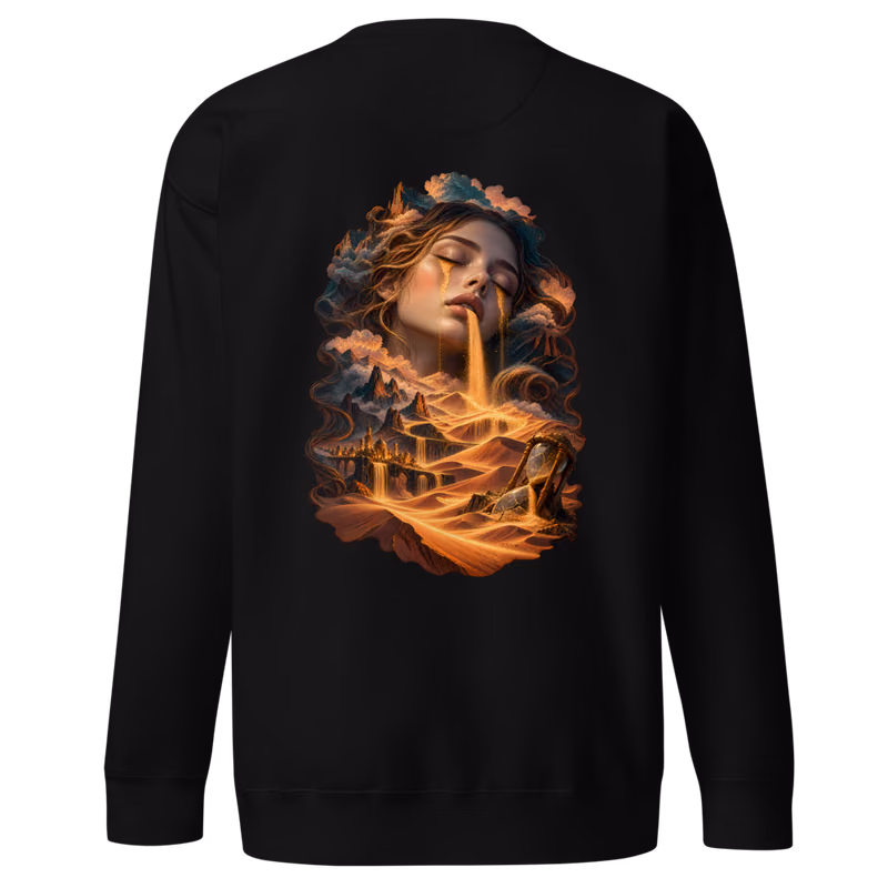 Hourglass Sleeper Sweatshirt, Black, back print, back