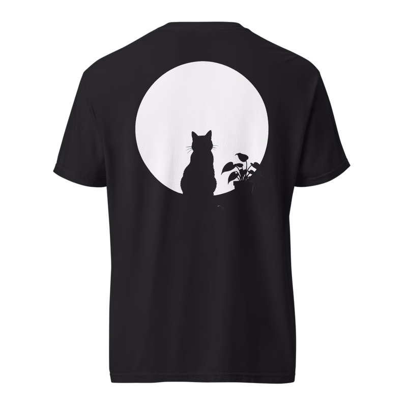 Window Cat Tee, Black, back print, back