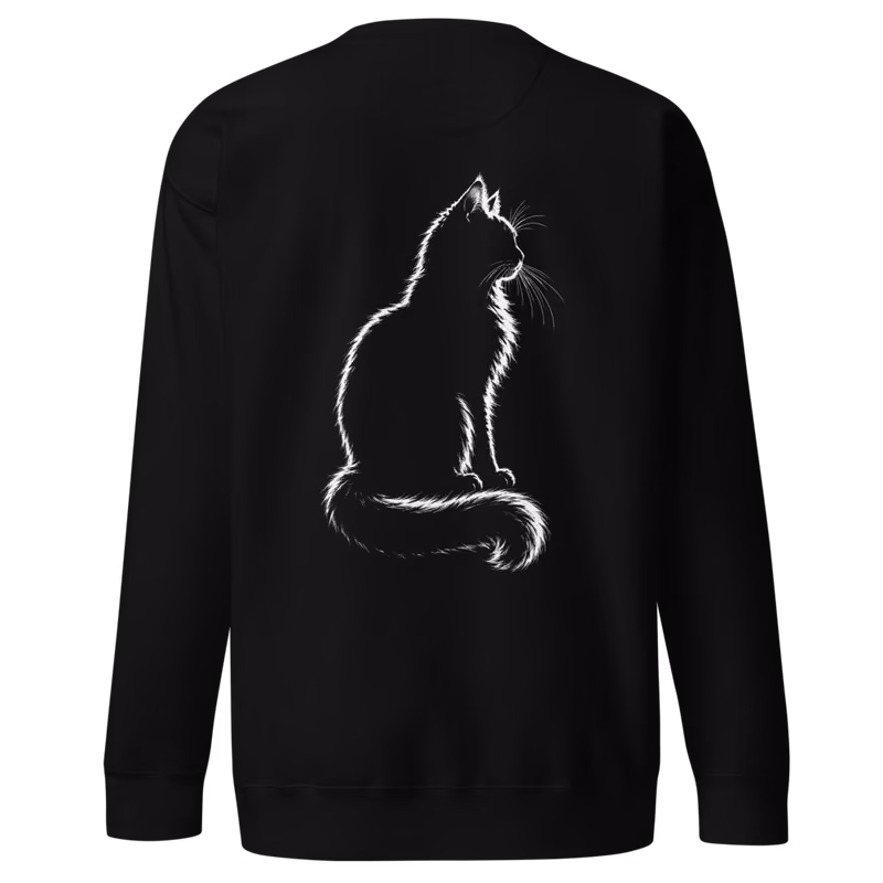 Cat in Profile Sweatshirt, Black, back print, back