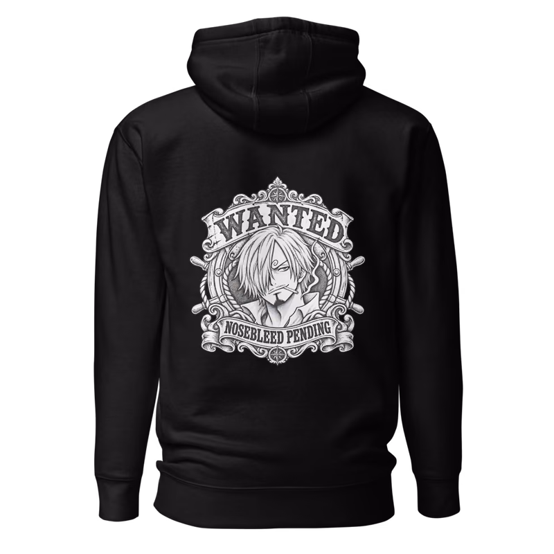 Sanji Wanted Poster Hoodie, Black, back print, back