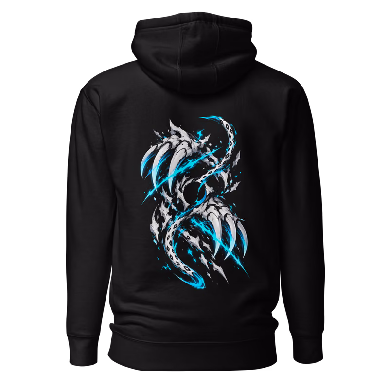 Grimmjow Jaegerjaquez Espada Sexta Hoodie, Black, face front + resurreccion back, back
