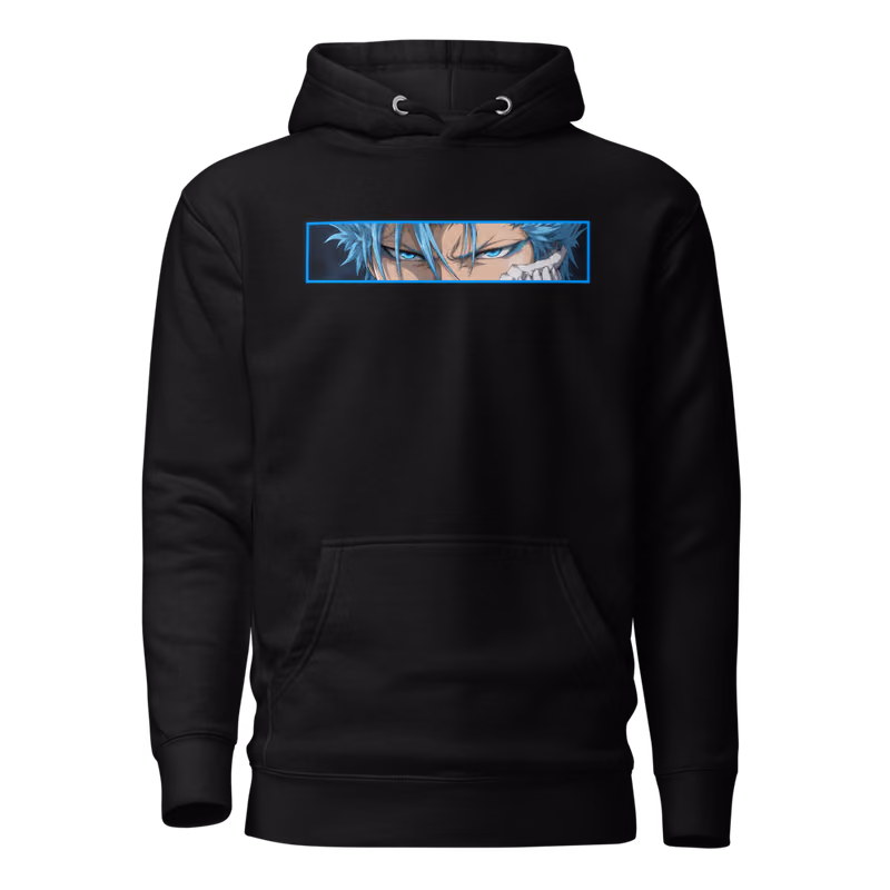 Grimmjow Jaegerjaquez Espada Sexta Hoodie, Black, face front + resurreccion back, front