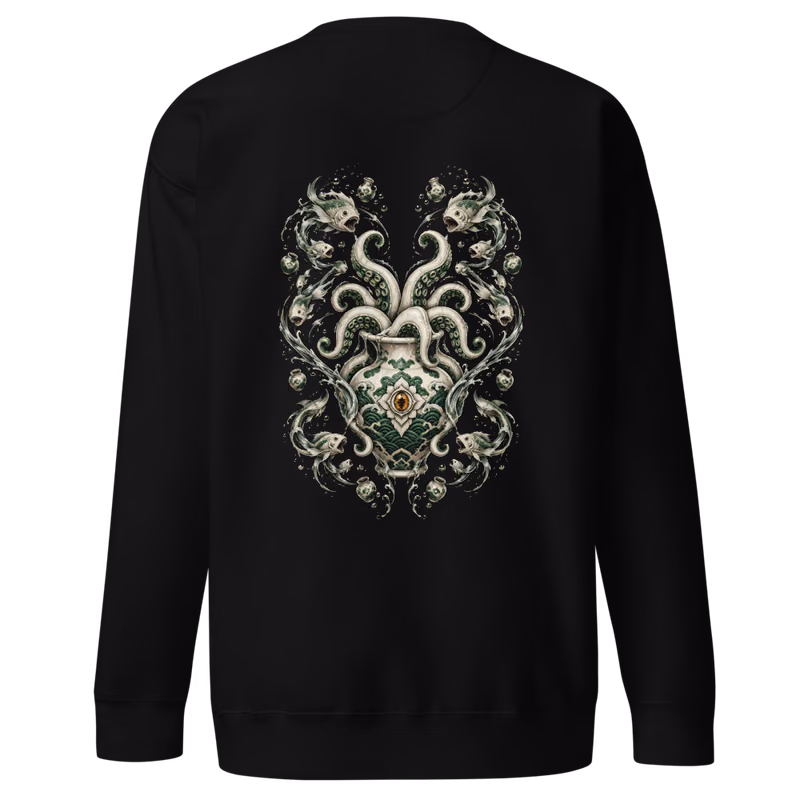 Gyokko Upper Moon Five Sweatshirt, Black, eyes front + move back, back