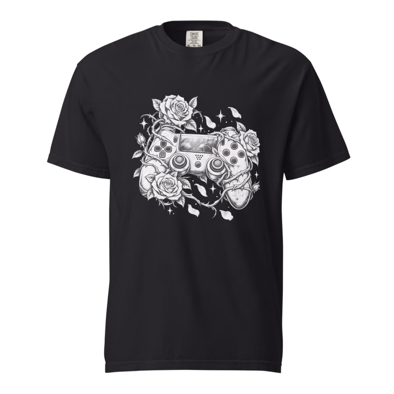 Controller Rose Tee, Black, front print, front