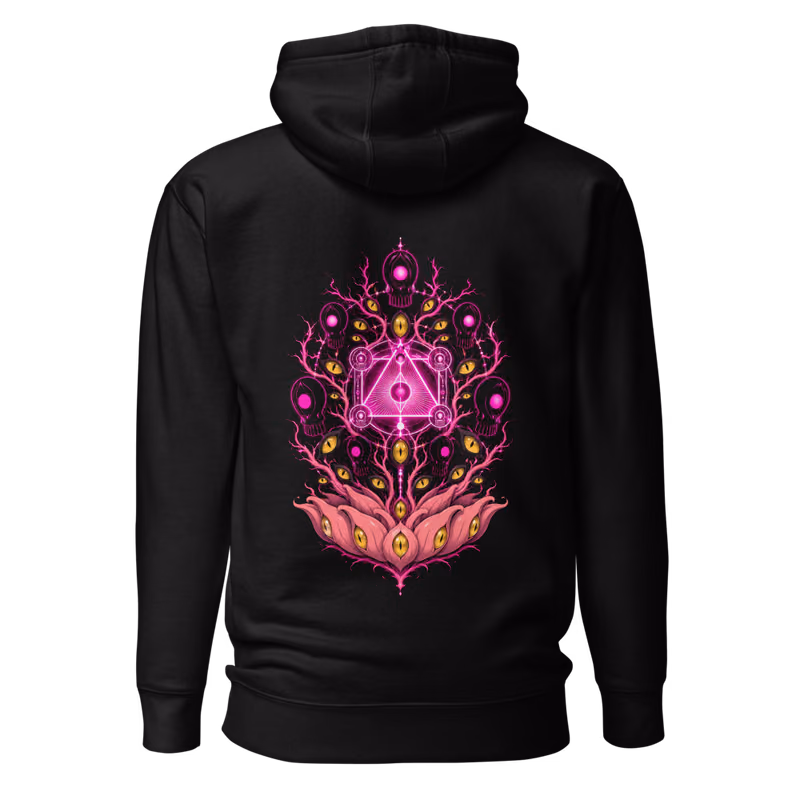 Zommari Rureaux Espada Septima Hoodie, Black, face front + resurreccion back, back