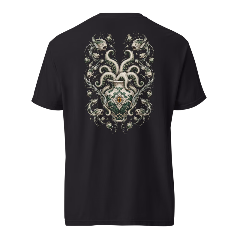 Gyokko Upper Moon Five Tee, Black, eyes front + move back, back