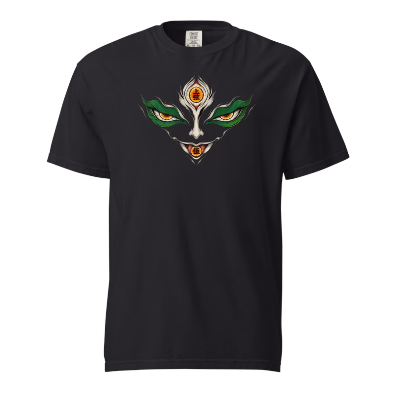 Gyokko Upper Moon Five Tee, Black, eyes front + move back, front