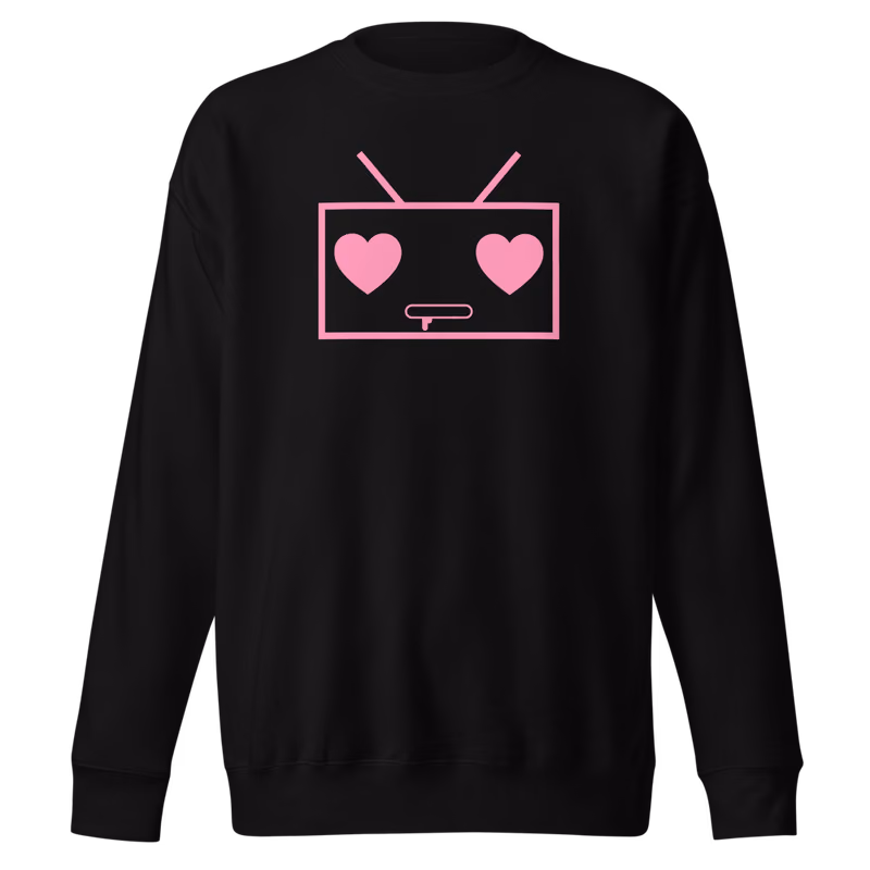 RoRobot Lovebyte sweatshirt, Black, Pink design, front print, front