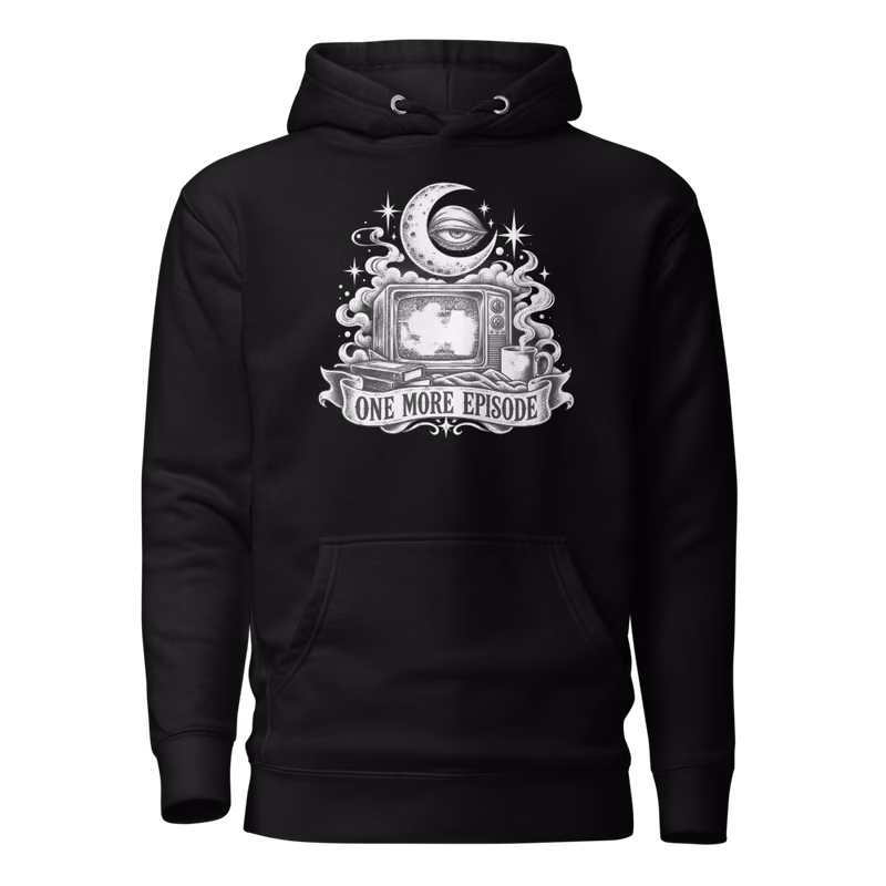 One More Episode Hoodie, Black, front