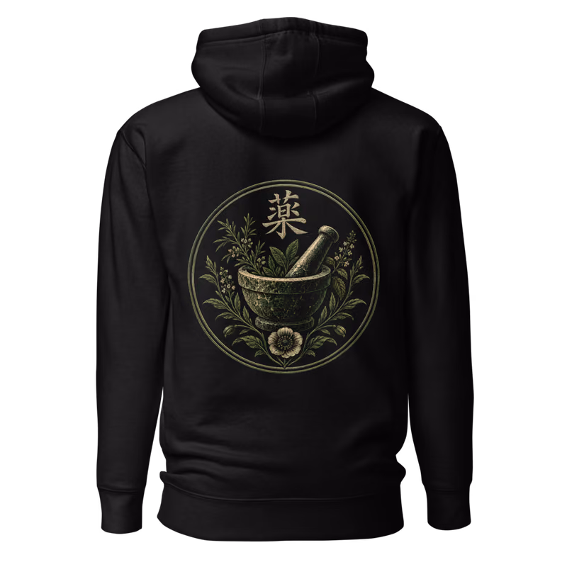 Apothecary Seal Hoodie, Black, back print, back