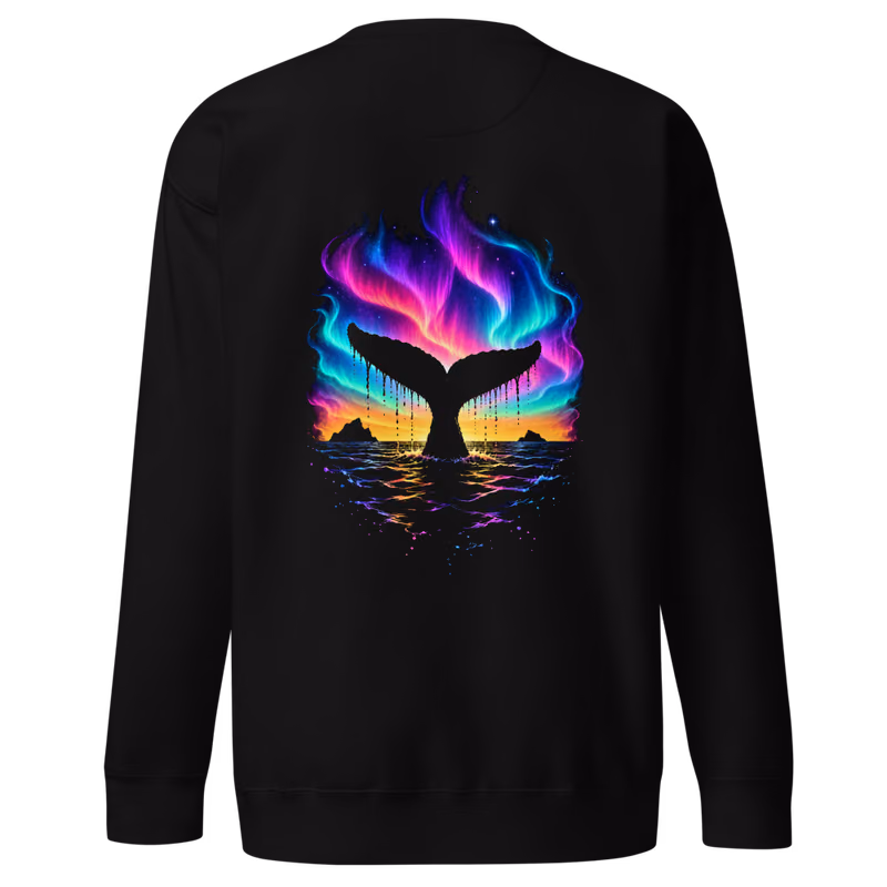Whale Tail Sweatshirt, Black, back print, back