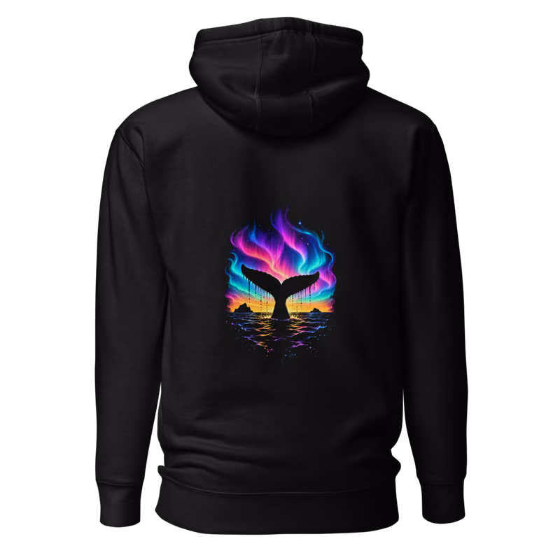 Whale Tail Hoodie, Black, back
