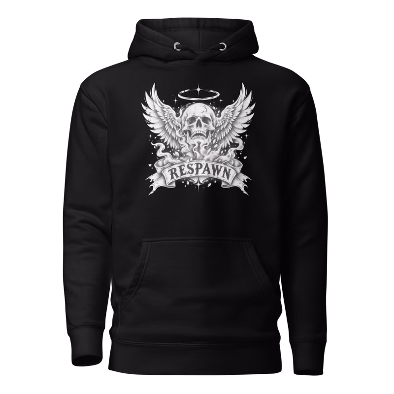 Respawn Hoodie, Black, front