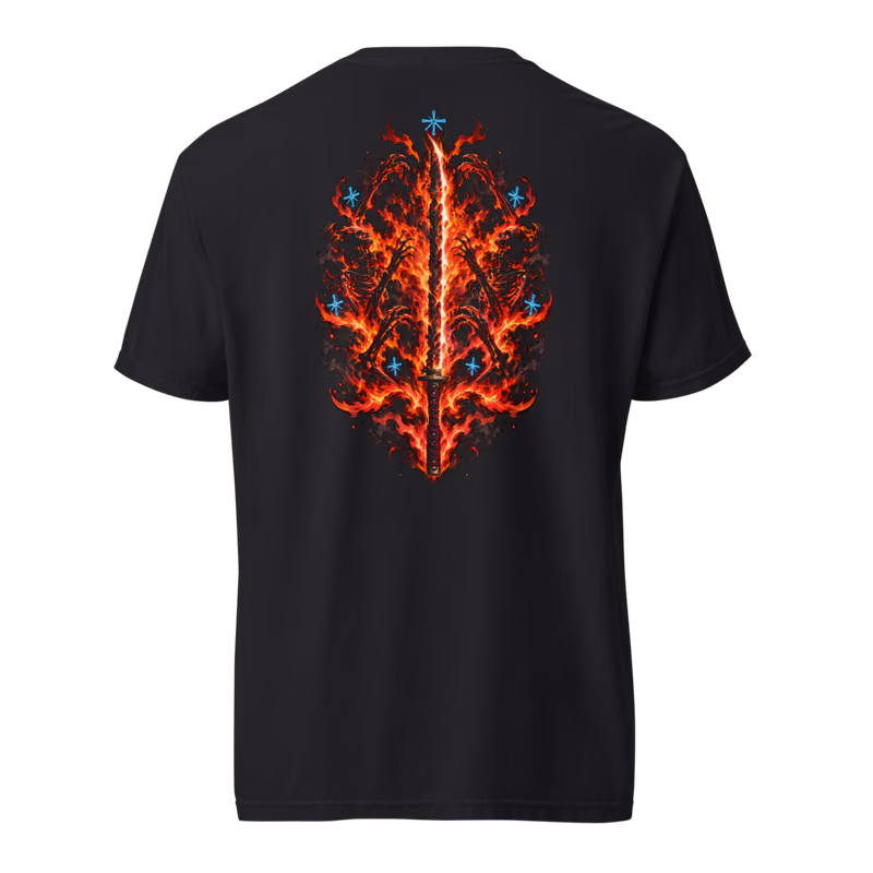 Ryujin Jakka Zanpakuto Tee, Black, shikai front + bankai back, back