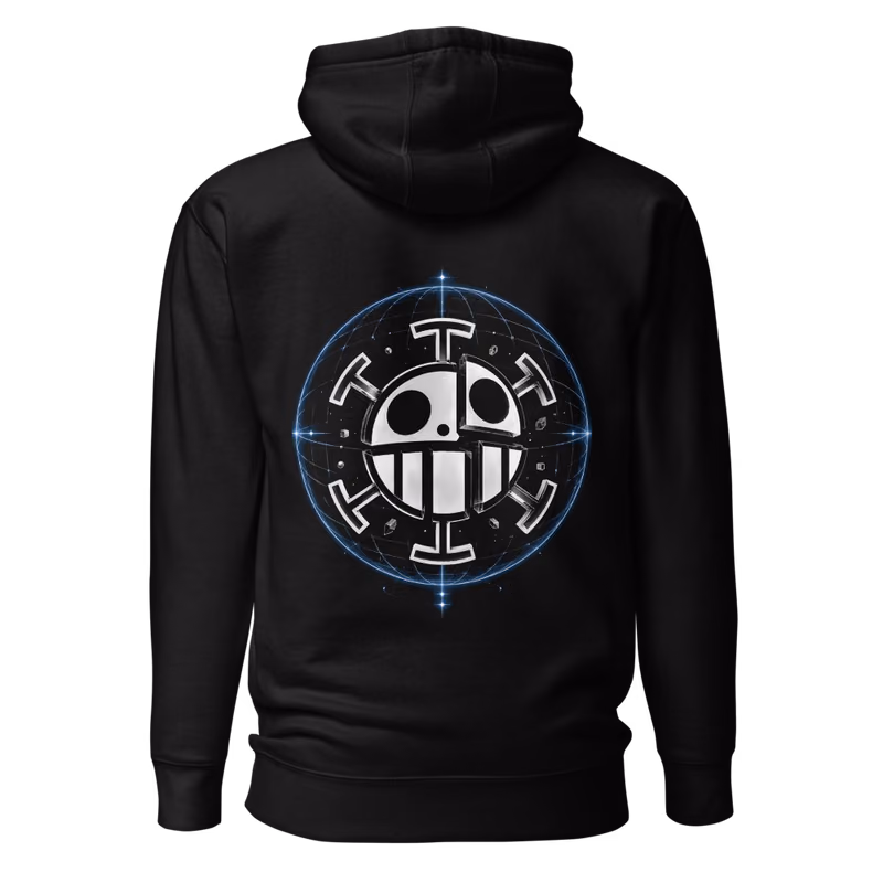 Heart Pirates Jolly Roger Hoodie, Black, back print, back