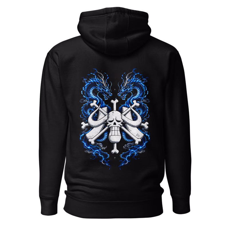 Beasts Pirates Jolly Roger Hoodie, Black, back print, back