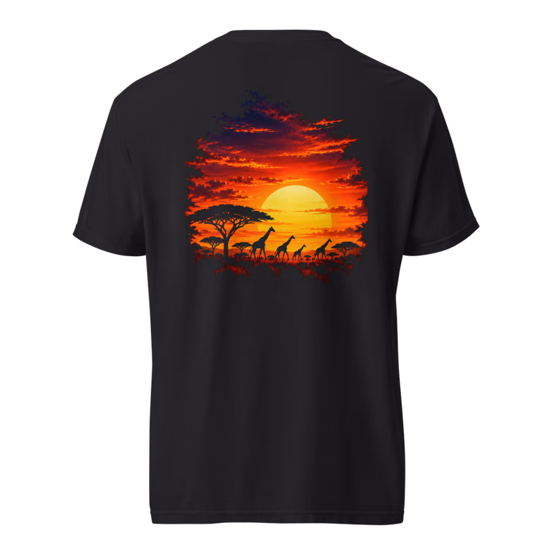 Acacia Evening Tee, Black, back print, back