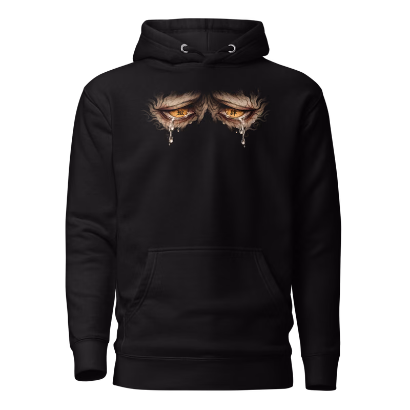 Hantengu Upper Moon Four Hoodie, Black, eyes front + move back, front