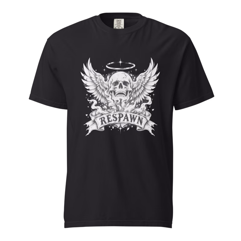 Respawn Tee, Black, front print, front