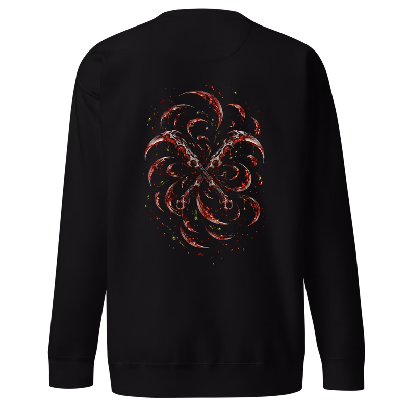 Gyutaro Upper Moon Six Sweatshirt, Black, eyes front + move back, back
