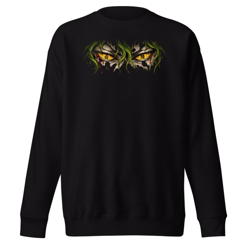 Gyutaro Upper Moon Six Sweatshirt, Black, eyes front + move back, front