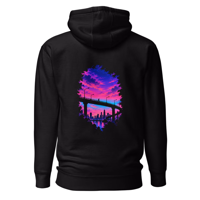 Neon Overpass Hoodie, Black, back