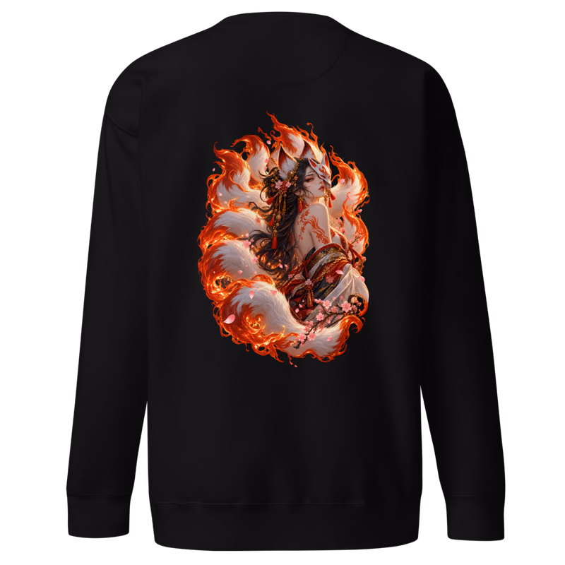 Kitsune Dusk Sweatshirt, Black, back print, back