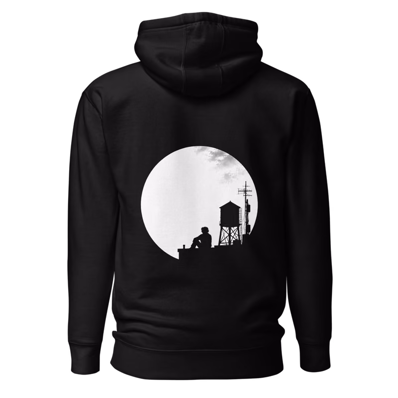 Rooftop Radio Hoodie, Black, back