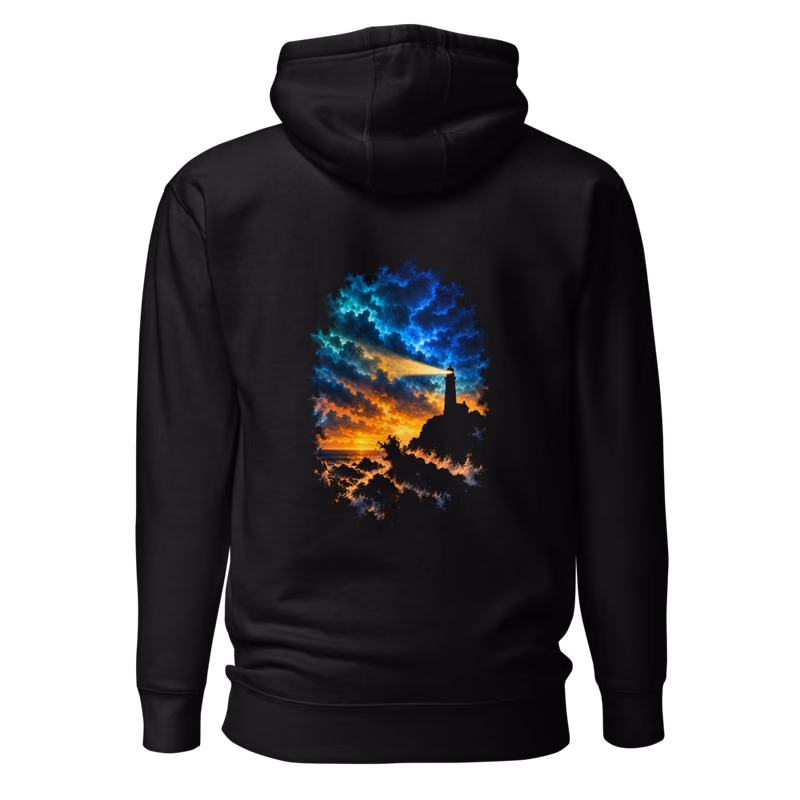 Lighthouse Storm Hoodie, Black, back