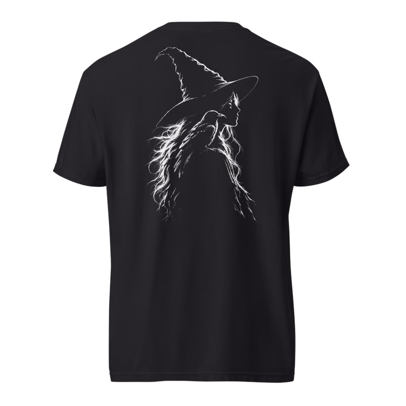 Witch and Crow Tee, Black, back print, back