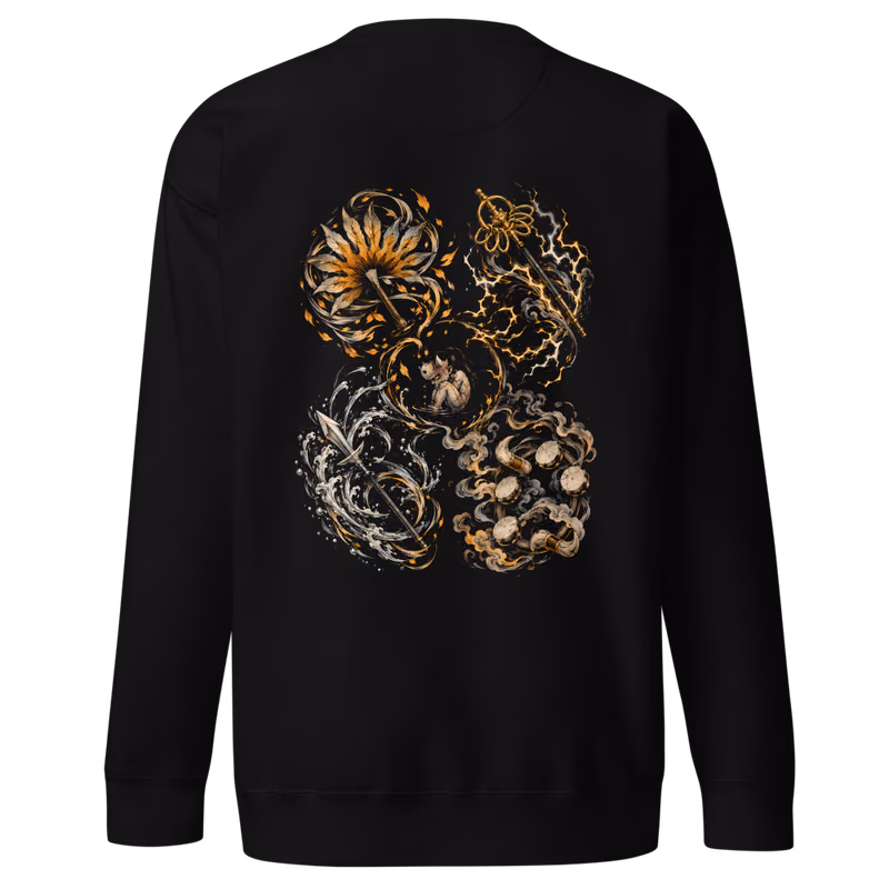 Hantengu Upper Moon Four Sweatshirt, Black, eyes front + move back, back