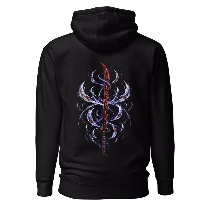 Kokushibo Upper Moon One Hoodie, Black, eyes front + move back, back