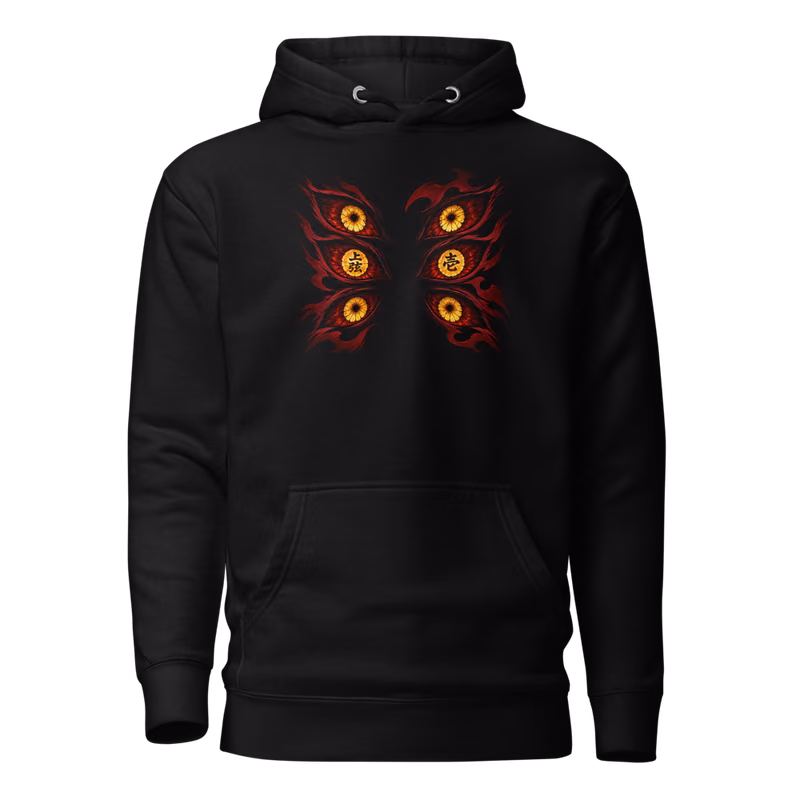 Kokushibo Upper Moon One Hoodie, Black, eyes front + move back, front