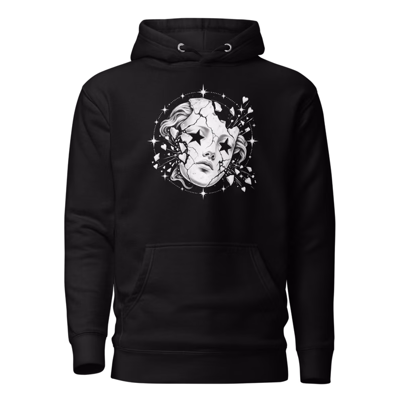 Cracked Idol Hoodie, Black, front
